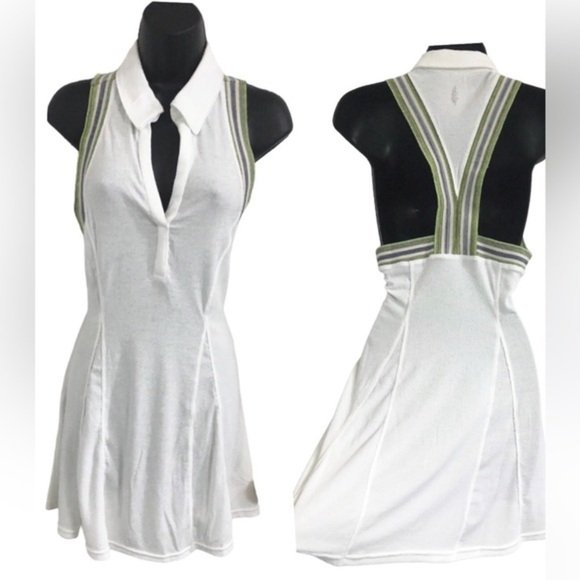 Free People FP Movement Pro Tip‎ off white knit racerback Tennis Dress size M - Picture 1 of 14